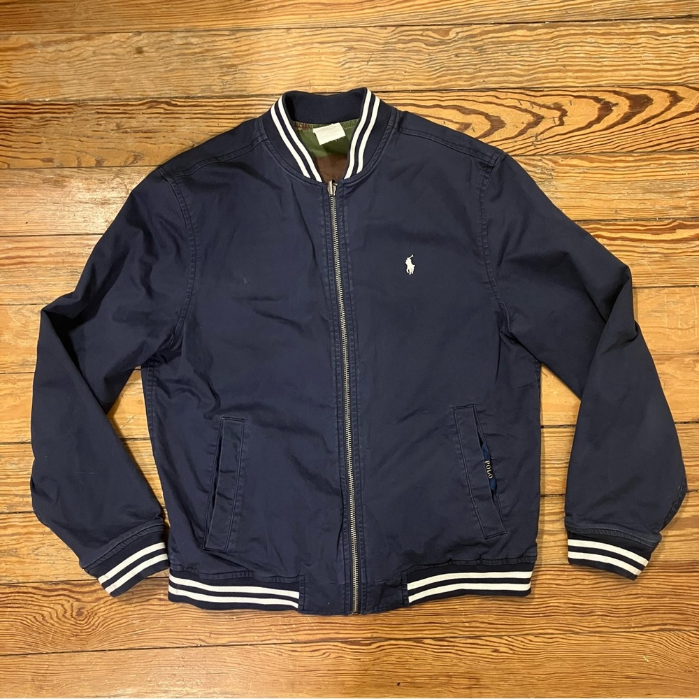 Ralph Lauren Boys Navy Canvas Zip Jacket Size 14/16